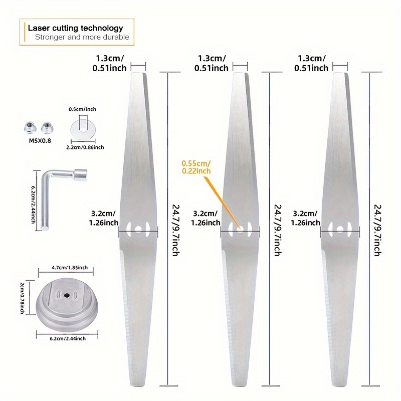 5 Inch Propeller - 3 sztuki prostych ostrzy do kosiarki