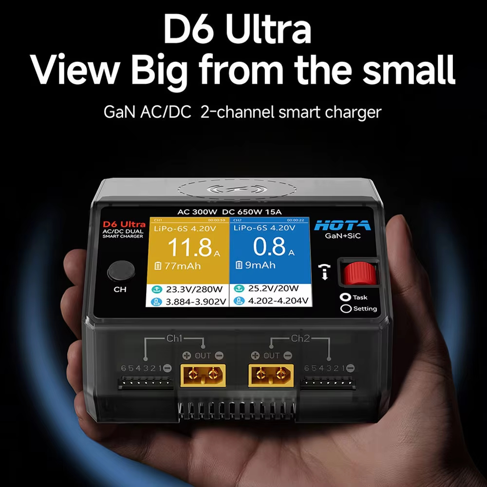 Ładowarka HOTA D6 Ultra GaN+Si – Lipo Battery 6S recenzja i cena